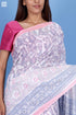 Mulmul Cotton Saree With Fall In Floral Block Print